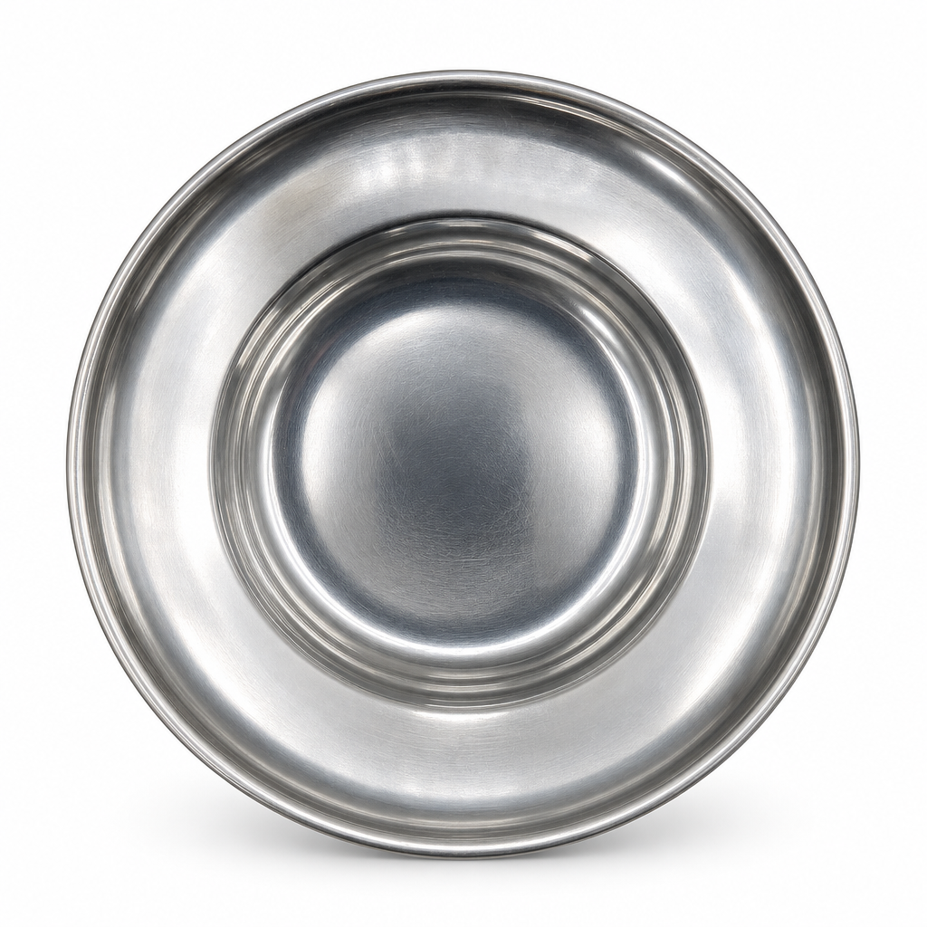 120 Pieces Stainless Steel Round Serving Plate with Wide Rim, 24 cm, 1 Piece
