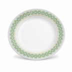 120 Pieces Soup Plate, 9 Inch, White with Green and Yellow Pattern, Round Tablewares