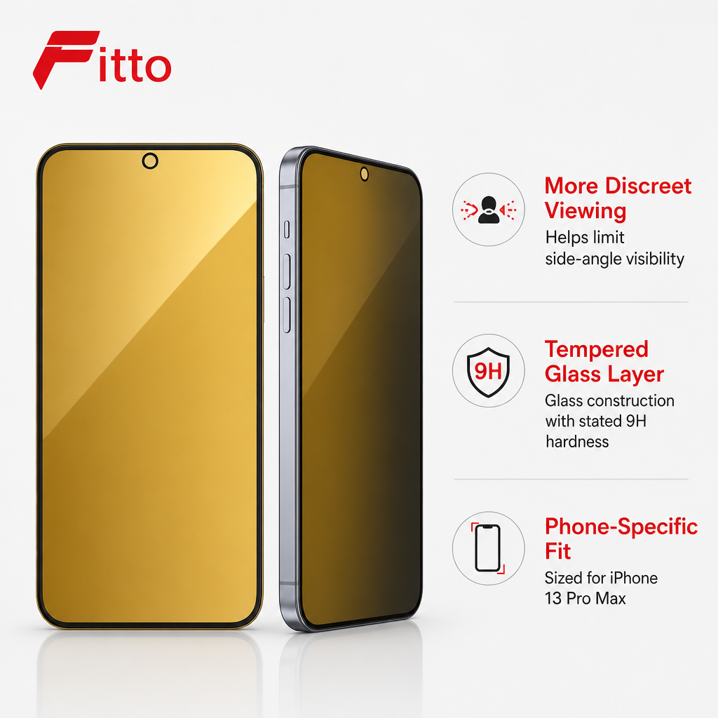 144 Pieces Privacy Screen Protectors for iPhone 13 Pro Max, Tempered Glass with 9H Hardness