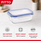 96 Pieces Rectangular Glass Food Storage Container with PP Lid, 1520 ml