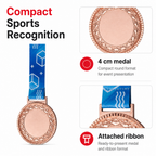 144 Pieces Sports Medal with Ribbon, 4 cm, Single Award Medal for Competitions and Recognition
