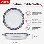 120 Pieces Melamine Dinner Plate, 8 Inch, Round White Plate with Decorative Multicolor Rim
