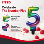 240 Pieces Rainbow Metallic Number 5 Cake Candle, 3 in, 1 Piece