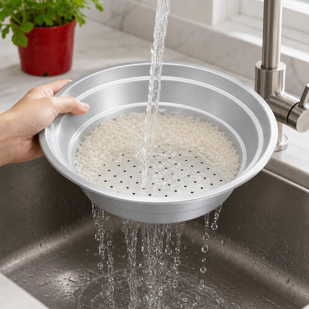 96 Pieces Aluminium Rice Strainer, 14 Inch Round Colander for Rinsing and Draining
