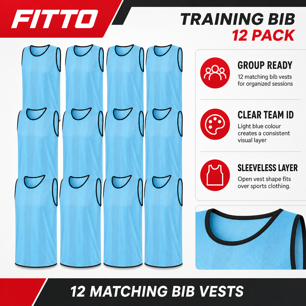 48 Pieces Sports Training Bib Vests, Standard Size, Light Blue, 12-Piece Pack