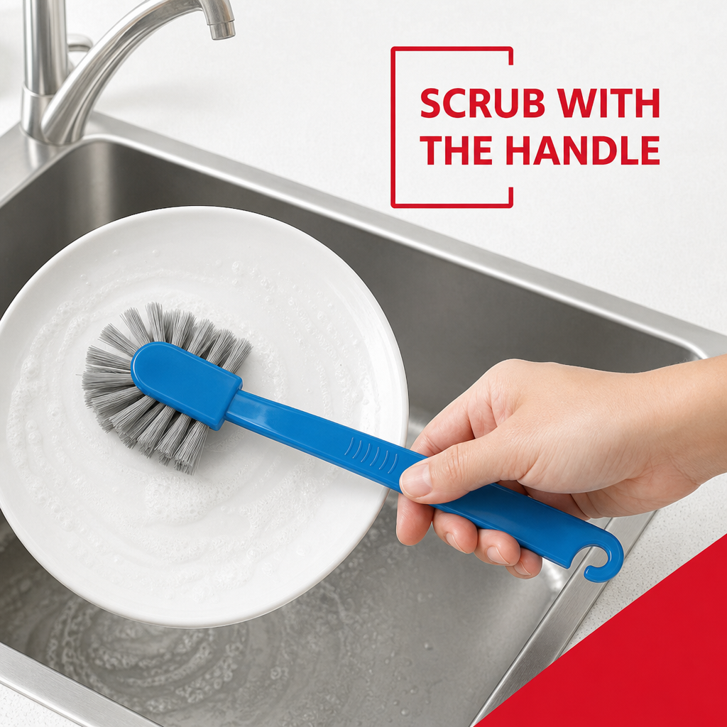144 Pieces Dish Brush with Handle, Assorted Colour, 27 cm
