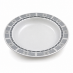 120 Pieces Soup Plate, 10 Inch, Grey Geometric Border, Round Tablewares