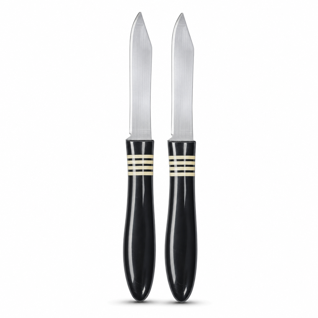120 Pieces Kitchen Knives Set, 3 Inch, Plastic Handle, Black and Silver, 2 Pieces