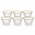 96 Pieces Clear Glass Cawa Cups, Gold-Tone Rims, Fine Ribbed Design, 6-Piece Set