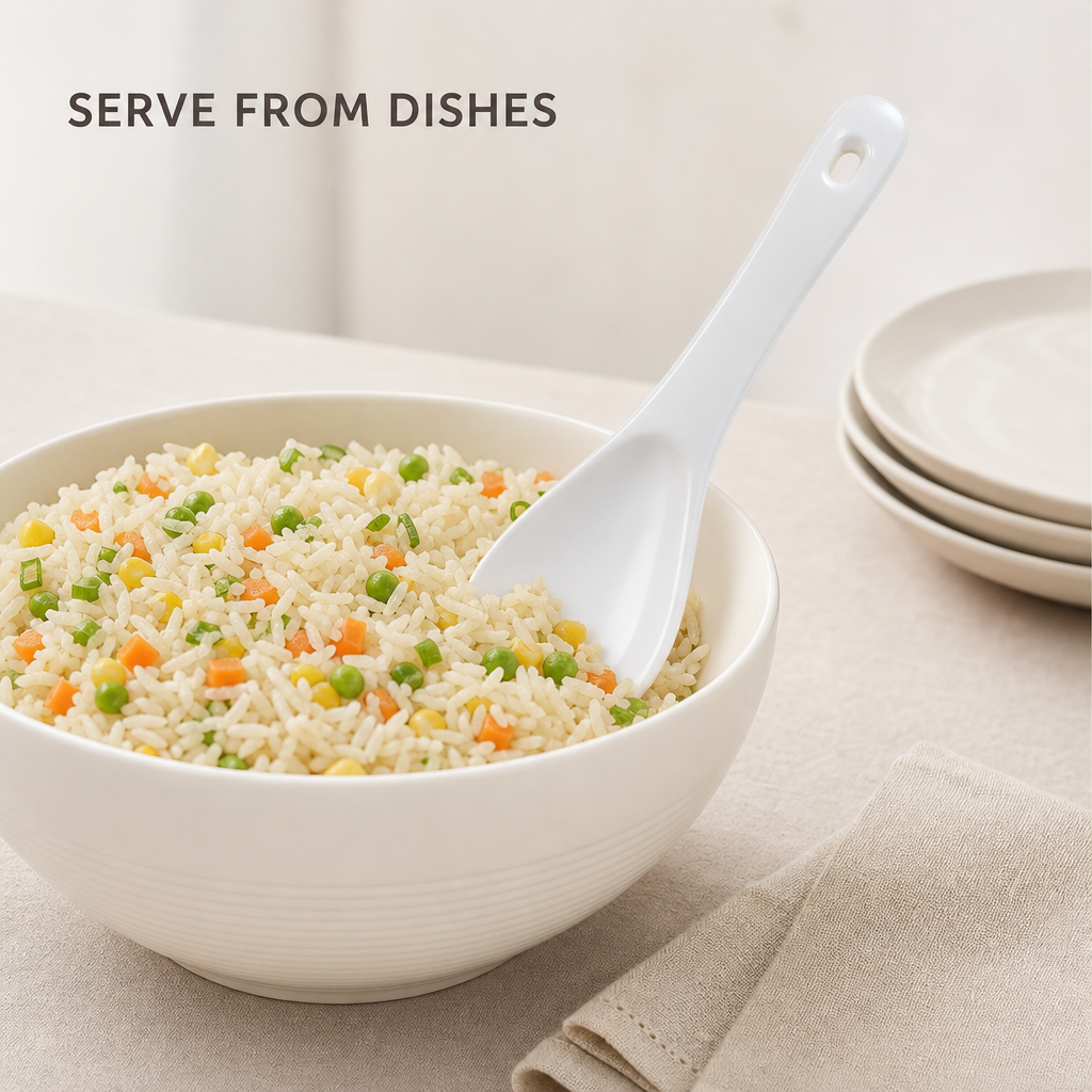 144 Pieces Melamine Serving Spoon, 21 cm, White, 1 Piece