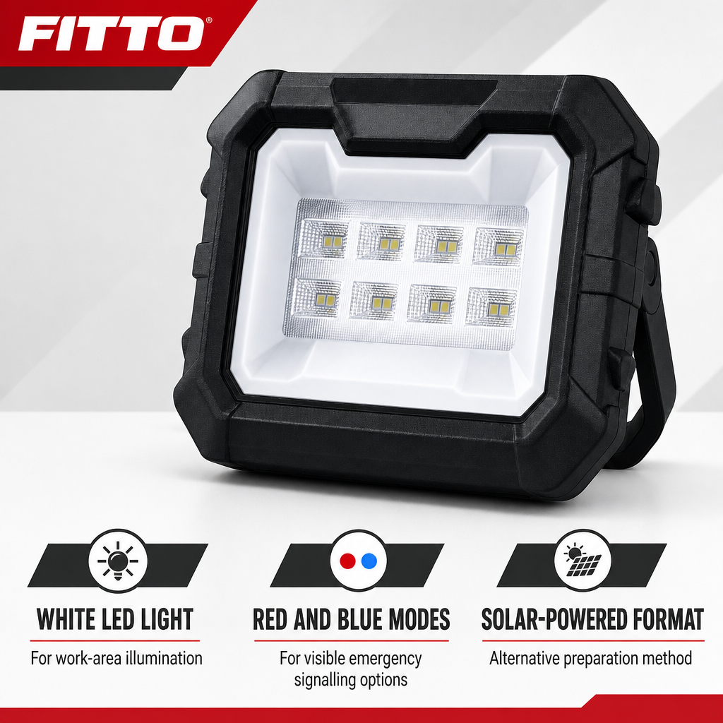 96 Pieces Solar-Powered LED Work Light, White and Red/Blue Emergency Modes, Portable Rectangular Light, 18 x 15 x 7 cm