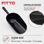 96 Pieces Ice Scoop, Black Painted Aluminium Scoop with Round Edge, Long Handle, 35 cm