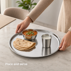 96 Pieces Stainless Steel Dinner Tray, Round Serving Trays, 28 cm