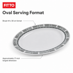 96 Pieces Melamine Oval Serving Plate, 17 Inch Grey Tablewares with Geometric Border for Serving