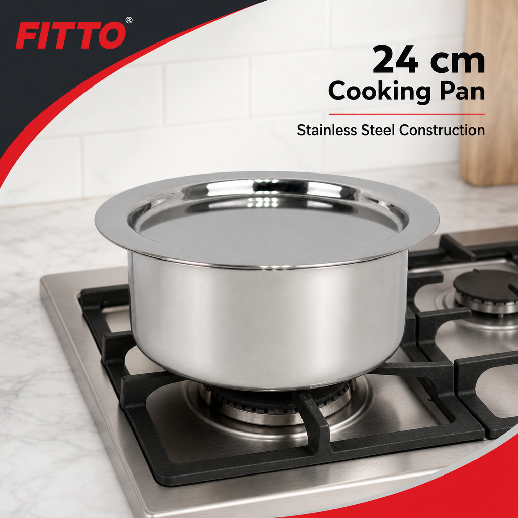 60 Pieces Stainless Steel Cooking Pan with Plain Bottom, 24 cm