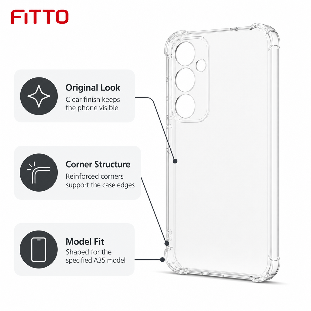 240 Pieces Clear Anti-Burst Protective Phone Cases with Reinforced Corners for A35