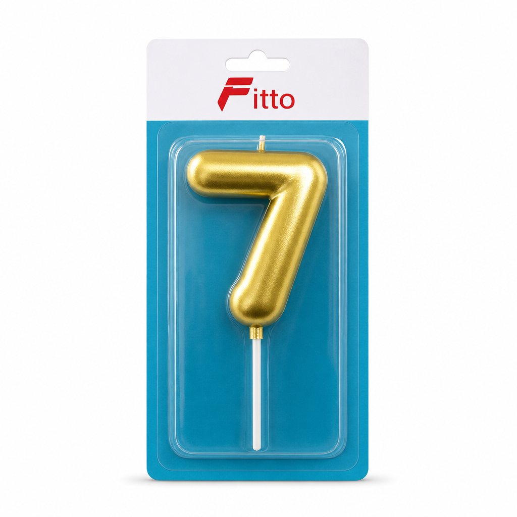 144 Pieces Gold Number 7 Happy Birthday Cake Candle, 9 cm Single Candle for Birthday Cake Decoration