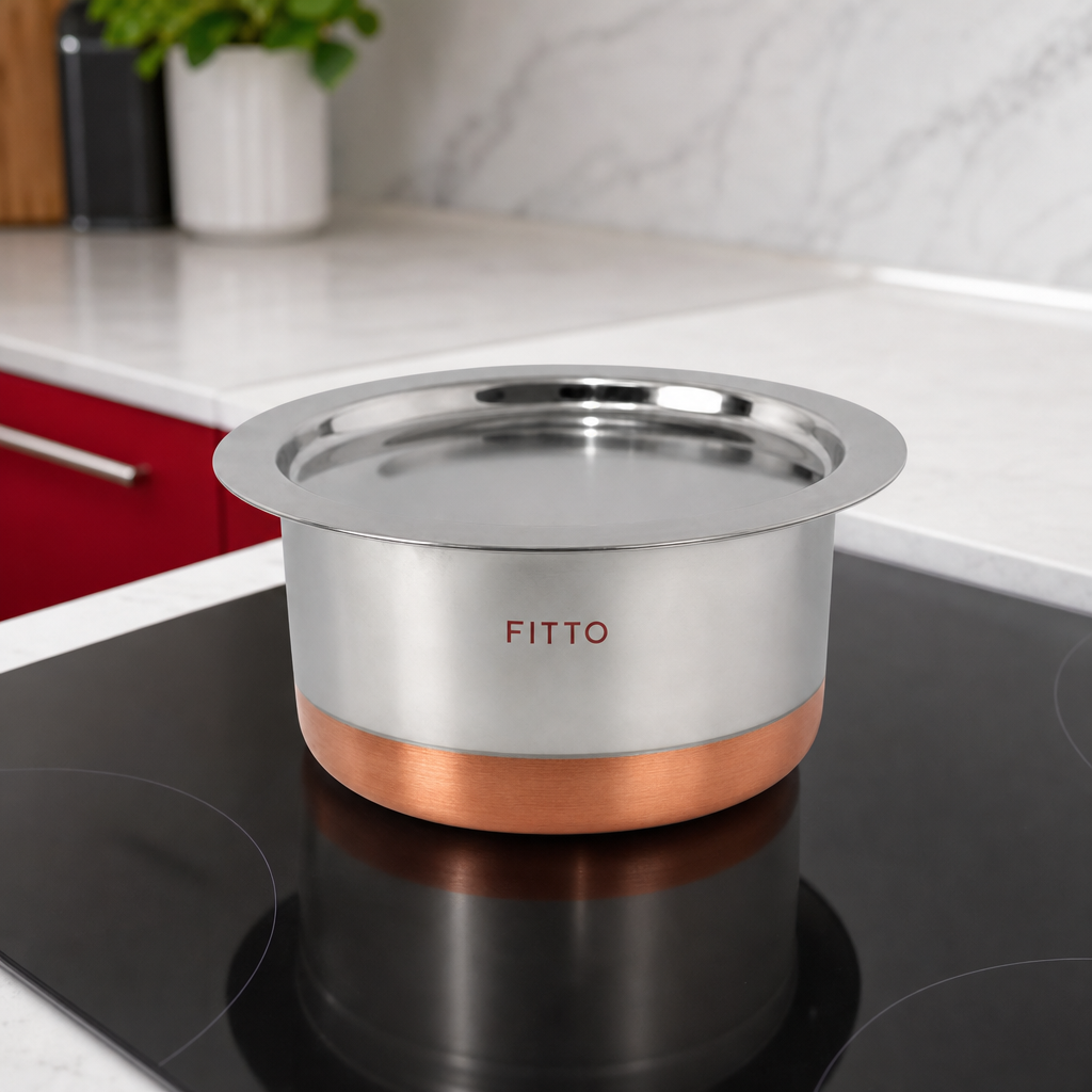 48 Pieces Stainless Steel Cooking Pan with Copper Bottom, 24 cm