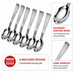 96 Pieces Stainless Steel Serving Spoon Set, 6 Pieces, Silver Tablewares Utensils for Dining and Buffet Serving