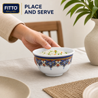 240 Pieces Melamine Rice Bowl, 3.5 Inch, White With Decorative Band, Single Piece