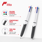 144 Pieces 4-in-1 Ball Pens with Cushioned Grip, 1.0 mm, 2-Pack