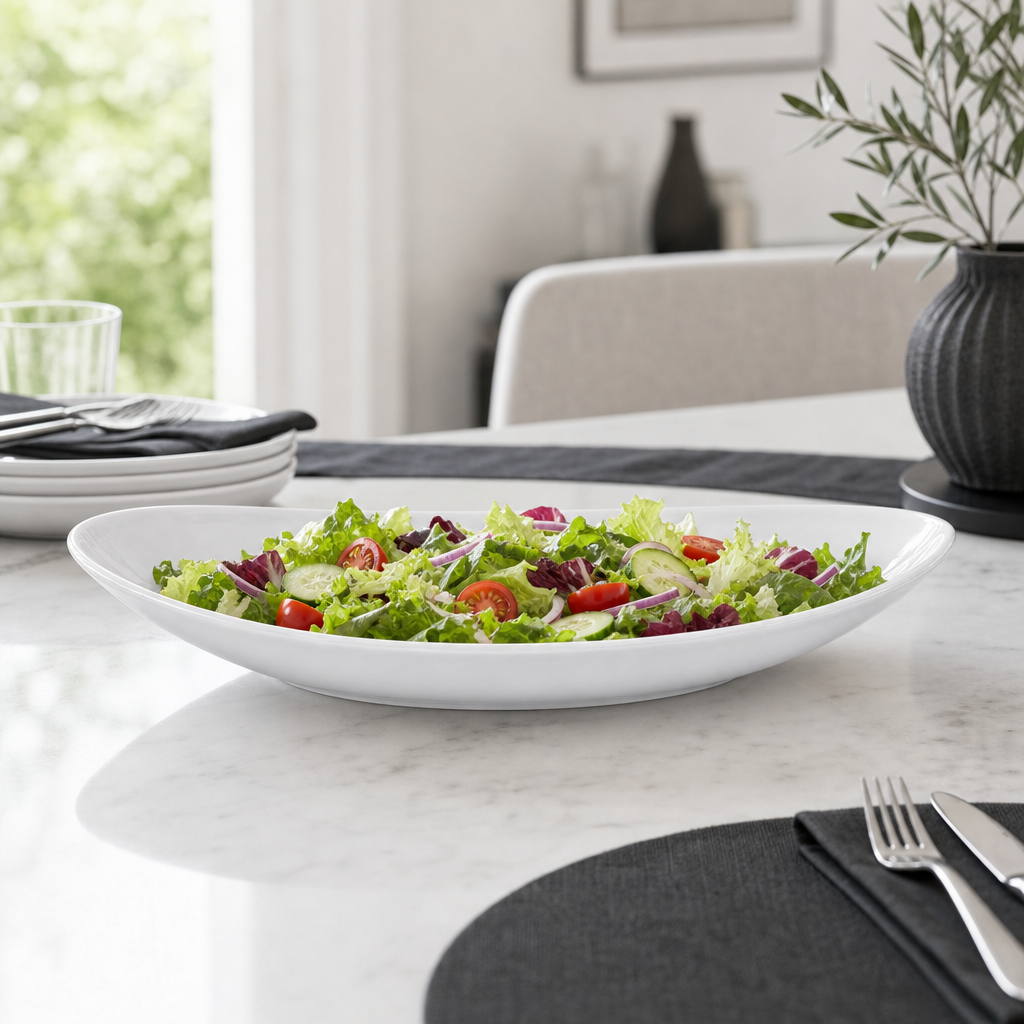 96 Pieces Opal Serving Bowl, 10 Inch, White, Shallow Round Tablewares for Serving Food