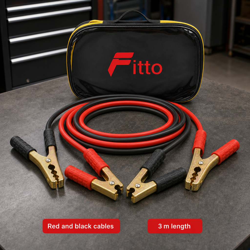 48 Pieces Heavy-Duty Booster Cables, 300 Amp, 3 m, Red and Black Vehicle Battery Cable Set