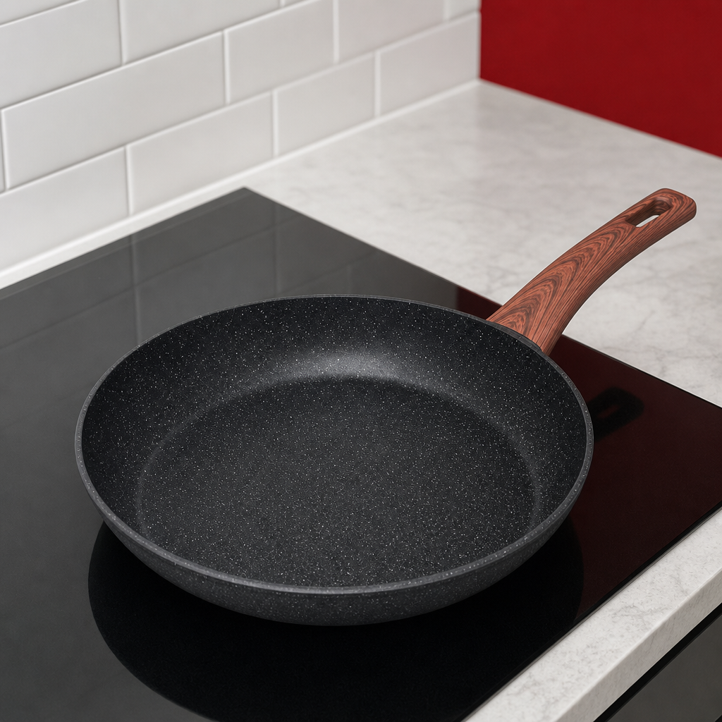 72 Pieces Non-Stick Frying Pan, 28 cm, Black Round Cookwares with Long Handle