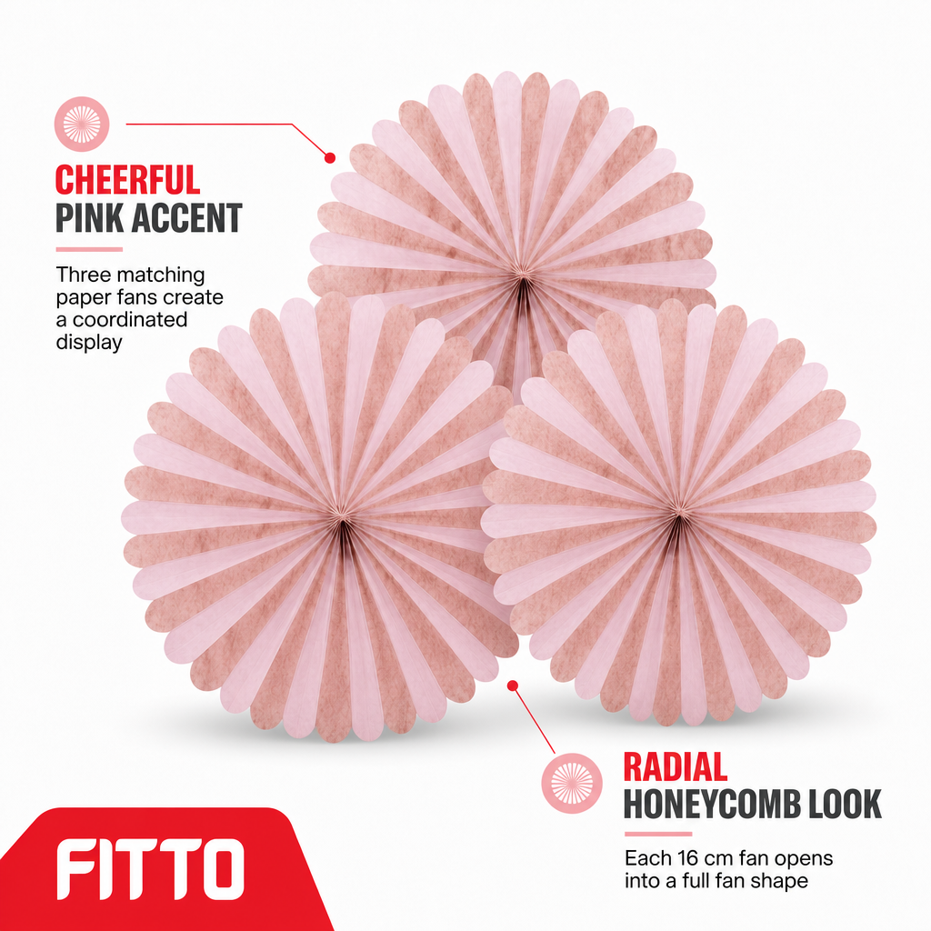 240 Pieces Pink Paper Honeycomb Fan Decorations, 16 cm, 3 Pieces