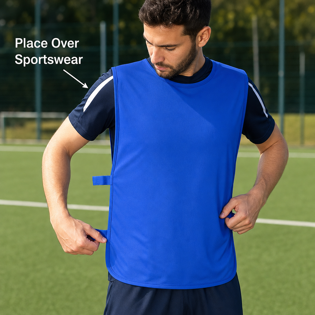48 Pieces Sports Training Bibs with Side Straps, Standard Size, Blue, 12-Piece Pack