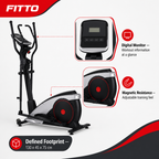48 Pieces Elliptical Trainers with Magnetic Resistance, Digital Monitor and Heavy-Duty Frame, Black and Silver, 130 x 45 x 75 cm
