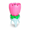 120 Pieces Pink Flower Music Cake Candle, Opening Floral Design, 1 Piece