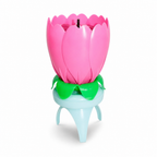 120 Pieces Pink Flower Music Cake Candle, Opening Floral Design, 1 Piece