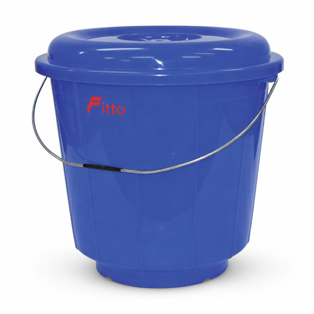 96 Pieces Plastic Bucket with Lid and Carry Handle, 17 Litre, Blue
