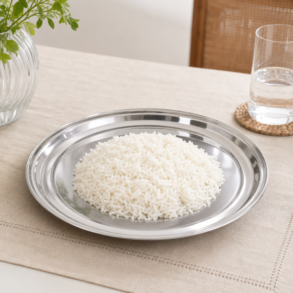 96 Pieces Stainless Steel Rice Plate, Round Serving Tablewares, 23 cm