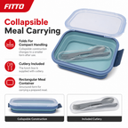 72 Pieces Collapsible Lunch Box with Cutlery, Blue, 15.5 cm