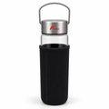 96 Pieces Glass Water Bottle with Black Sleeve, Metal Cover and Carry Handle