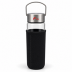 96 Pieces Glass Water Bottle with Black Sleeve, Metal Cover and Carry Handle