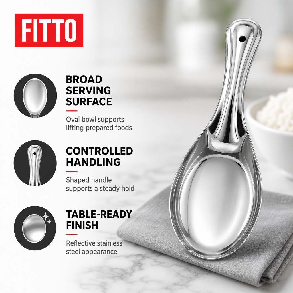 144 Pieces Stainless Steel Oval Rice Spoon, 26 cm