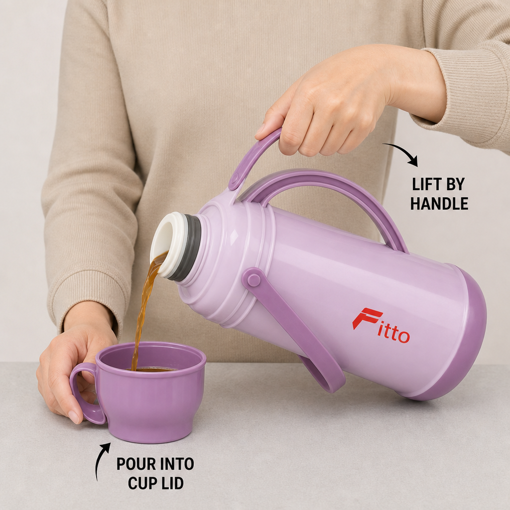 72 Pieces 2 Litre Insulated Vacuum Flask with Carry Handle and Cup Lid, Assorted Colour, 1 Piece