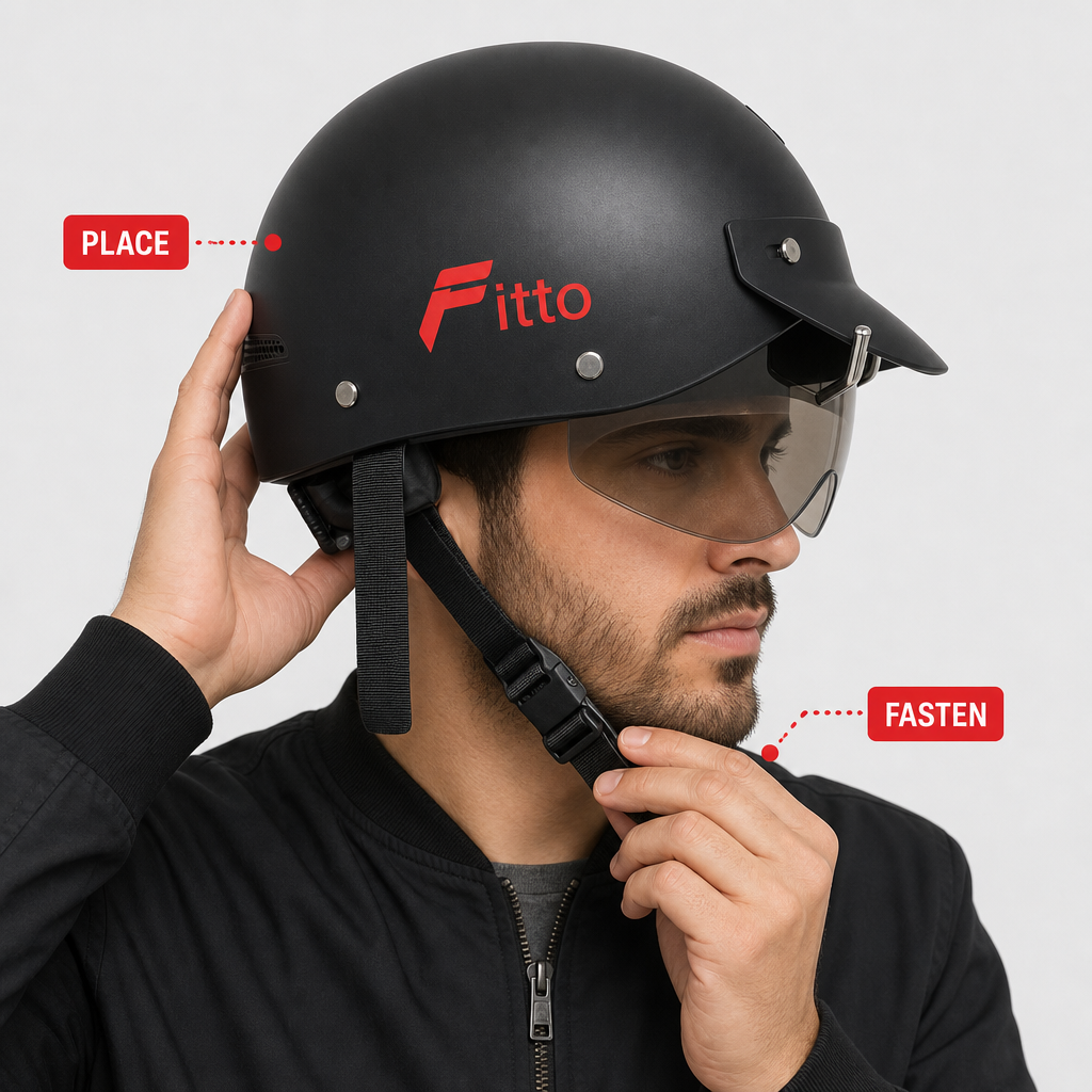 72 Pieces Half-Face Motorcycle Helmets with Sun Visor, Black, 1 Piece