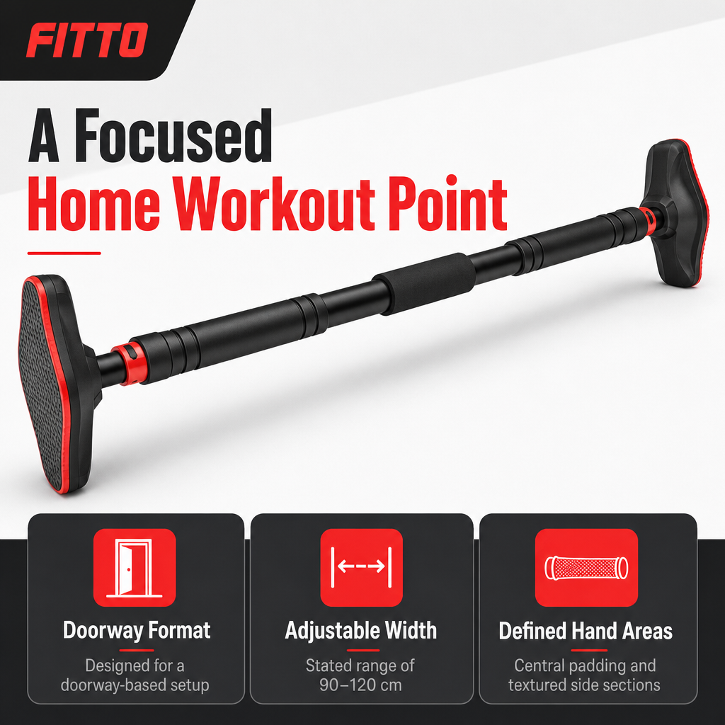 60 Pieces Adjustable Doorway Pull-Up Bar, 90–120 cm, Black and Red