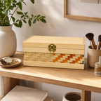 96 Pieces Woven Bamboo Storage Chest with Wooden Frame and Latch, 20 x 13 x 9 cm