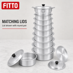 48 Pieces Aluminium Round Cooking Pot Set with Lids, 10 Pieces, Silver