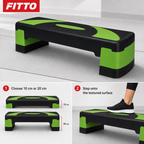 48 Pieces Aerobic Step Platforms for Exercise, 78 x 30 cm, Adjustable 10–20 cm Height, Black and Green