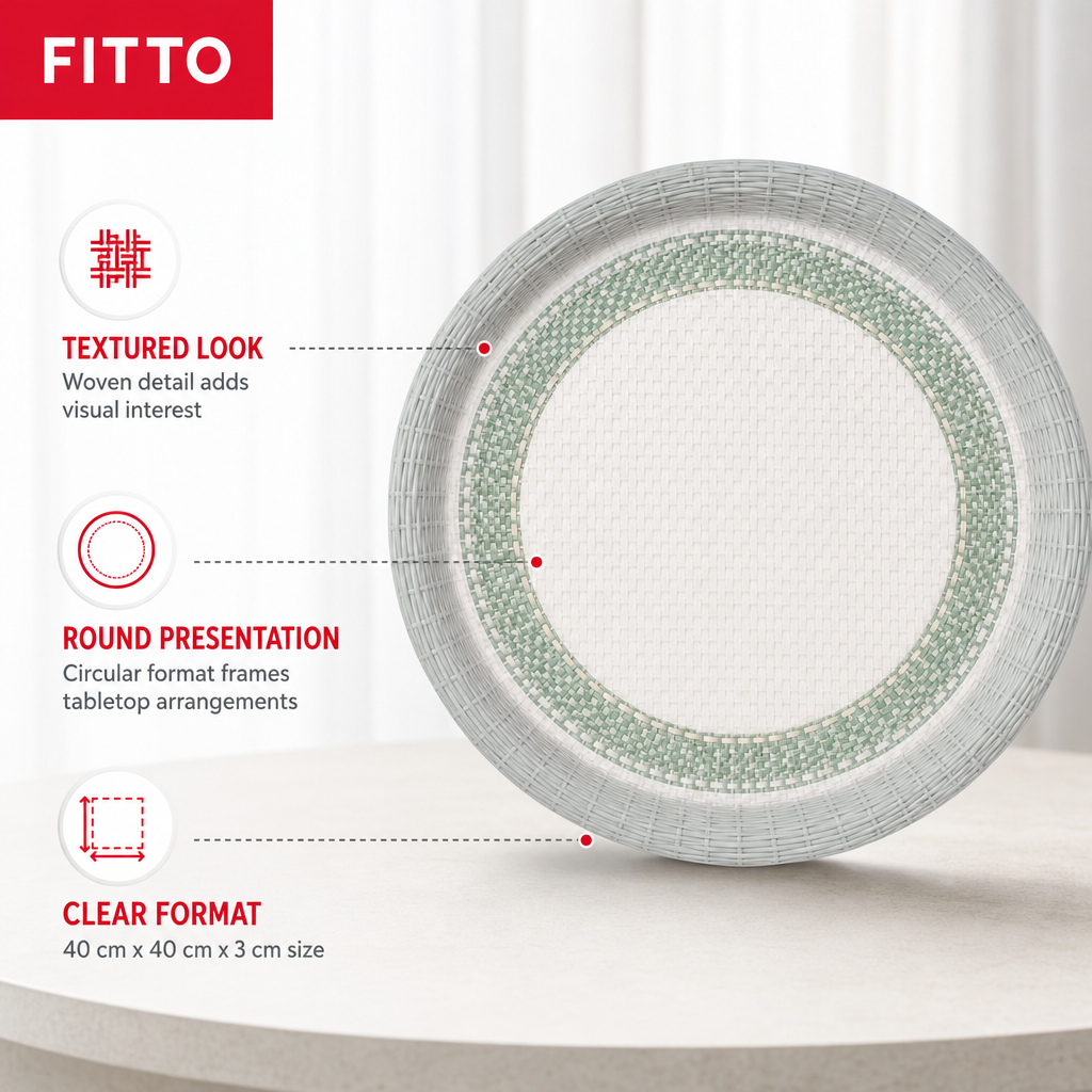 96 Pieces Round Woven Serving Trays, 40 cm, Shallow Profile, Design 2540