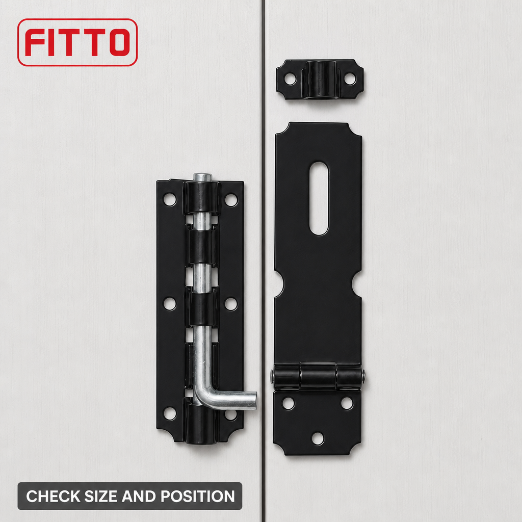 240 Pieces Heavy-Duty Door Latch and Bolt Set, 15 cm, Black and Silver, 1 Set