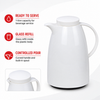 72 Pieces Plastic Vacuum Flask with Glass Refill, 1 Litre, White and Gold