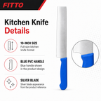 72 Pieces 10 Inch Kitchen Knives with Blue PVC Handle, Silver Blade, 1 Piece