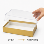 96 Pieces Acrylic Presentation Box, Gold and Clear Rectangular Design, 18 x 13.5 x 10 cm, 1 Piece